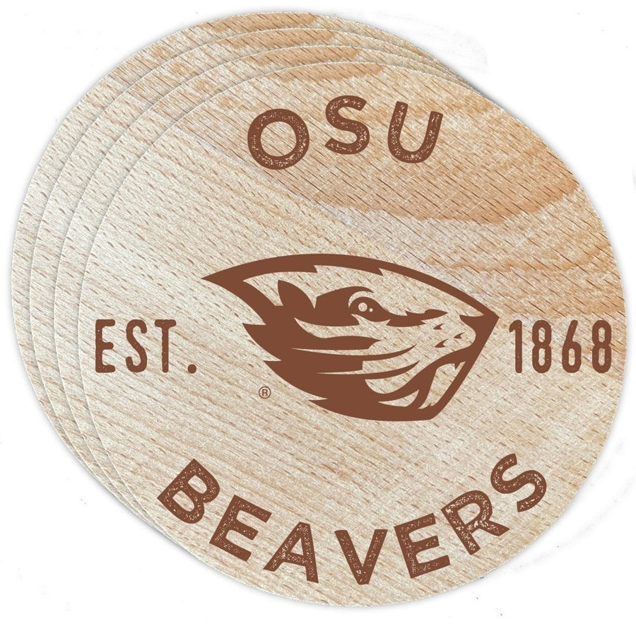 Oregon State Beavers Officially Licensed Wood Coasters (4-Pack) - Laser EngravedNever Fade Design Image 1
