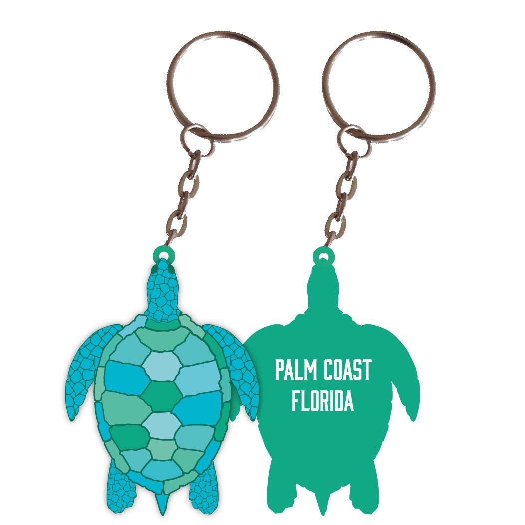 Palm Coast Florida Turtle Metal Keychain Image 1