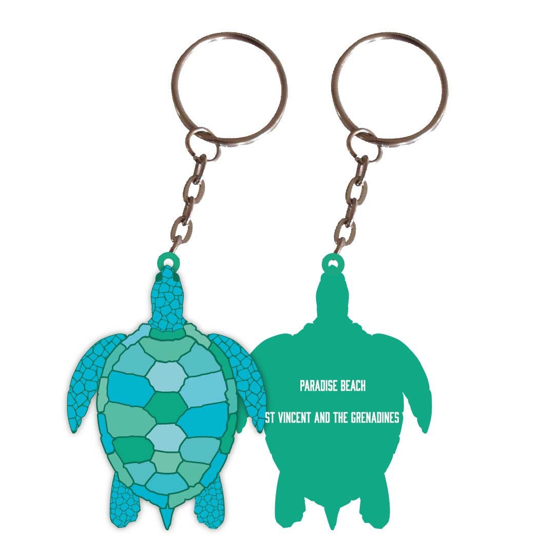 Paradise Beach St Vincent And The Grenadines Turtle Metal Keychain Image 1