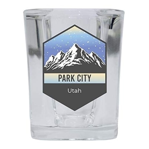 Park City Utah Ski Adventures 2 Ounce Square Base Liquor Shot Glass Image 1