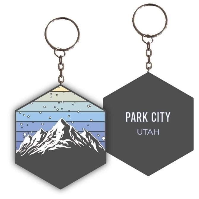 Park City Utah Ski Snowboard Winter Adventures Metal Keychain Image 1