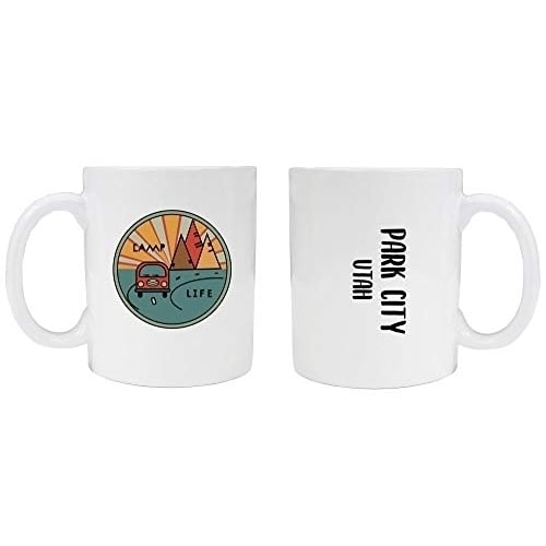 Park City Utah Souvenir Camp Life 8 oz Coffee Mug 2-Pack Image 1