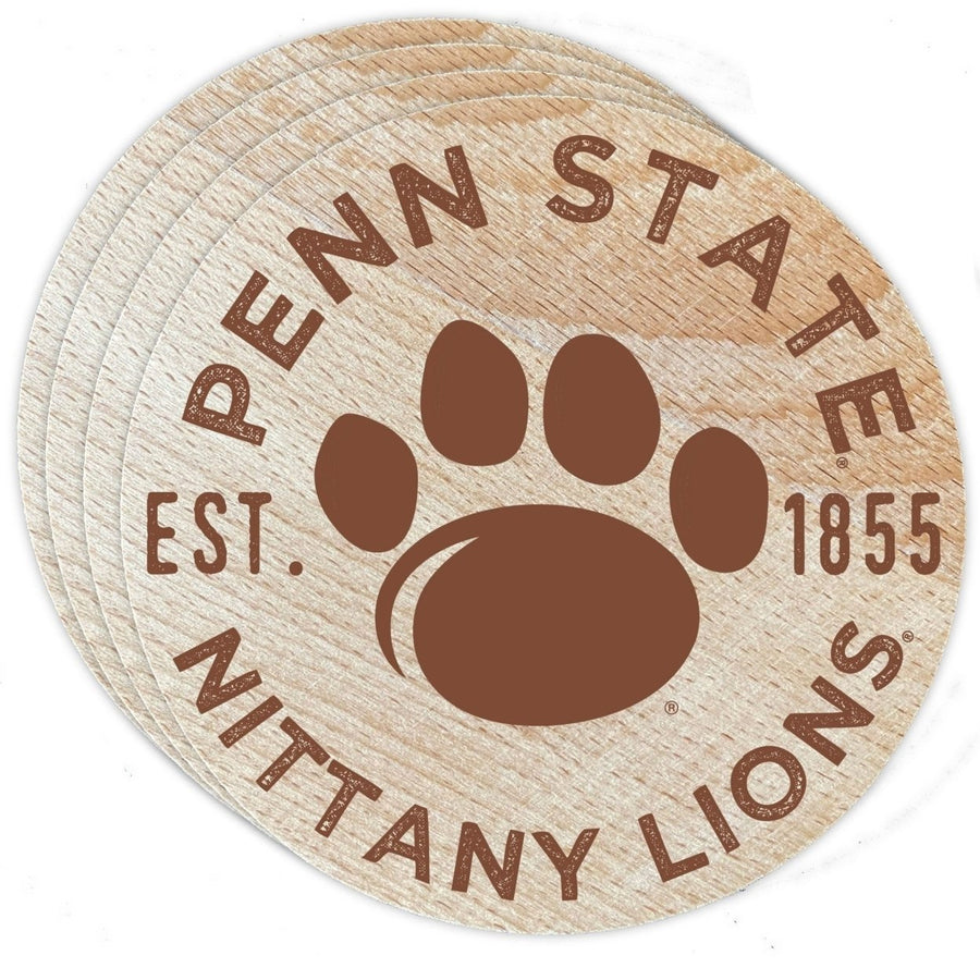 Penn State Nittany Lions Officially Licensed Wood Coasters (4-Pack) - Laser EngravedNever Fade Design Image 1