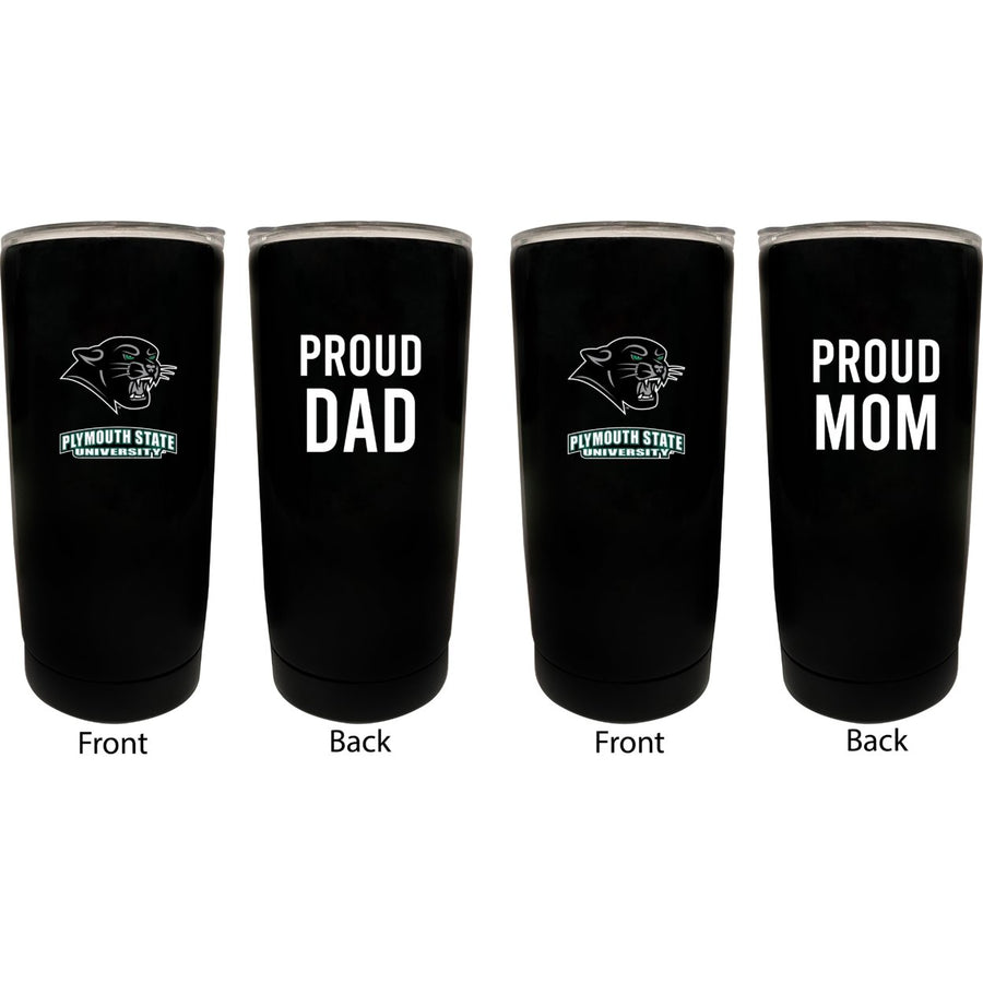 Plymouth State University NCAA Insulated Tumbler - 16oz Stainless Steel Travel Mug Proud Mom and Dad Design Black Image 1