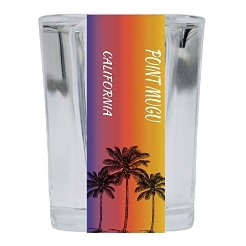 Point Mugu California 2 Ounce Square Shot Glass Palm Tree Design Image 1