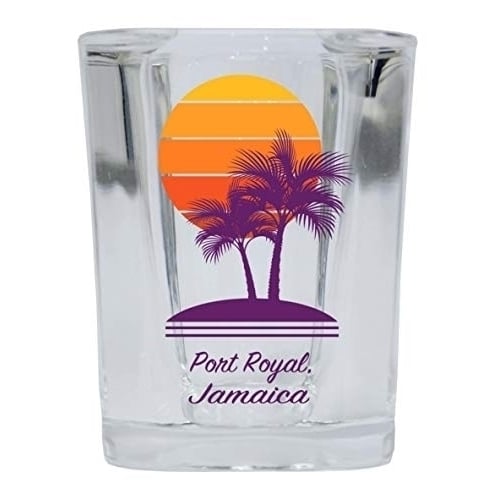 Port Royal Jamaica Souvenir 2 Ounce Square Shot Glass Palm Design Image 1