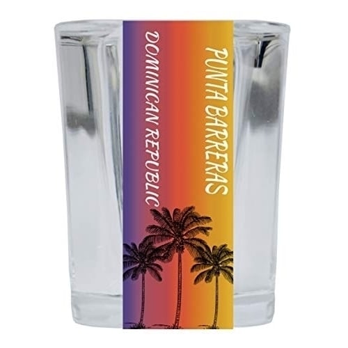 Punta Barreras Dominican Republic 2 Ounce Square Shot Glass Palm Tree Design Image 1