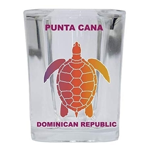 Punta Cana Rainbow Turtle Square Shot Glass Image 1
