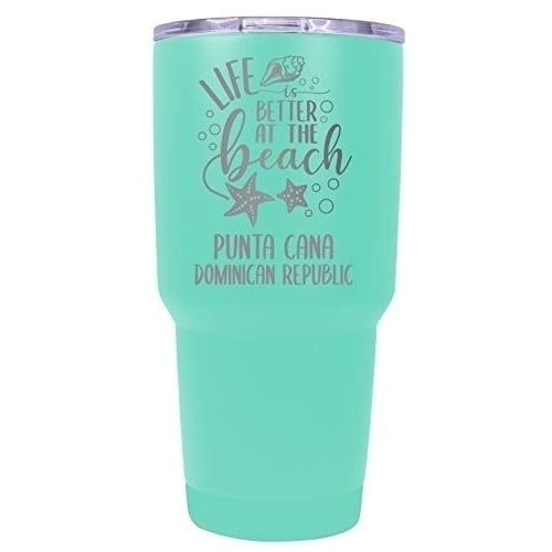 Punta Cana Dominican Republic Souvenir Laser Engraved 24 Oz Insulated Stainless Steel Tumbler Seafoam Image 1