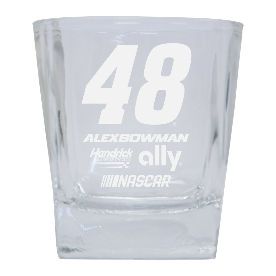 R and R Imports Alex Bowman NASCAR 48 Etched Whiskey Glass 2-Pack Image 1