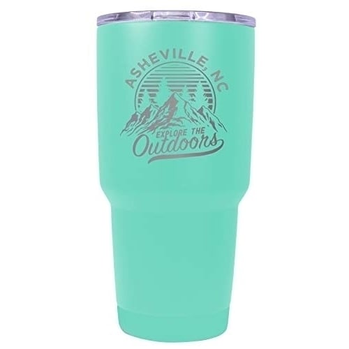 Asheville North Carolina Souvenir Laser Engraved 24 oz Insulated Stainless Steel Tumbler Seafoam. Image 1