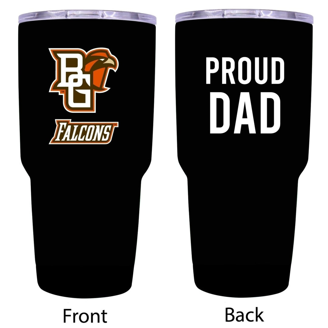 R and R Imports Bowling Green Falcons Proud Dad 24 oz Insulated Stainless Steel Tumblers Black. Image 1