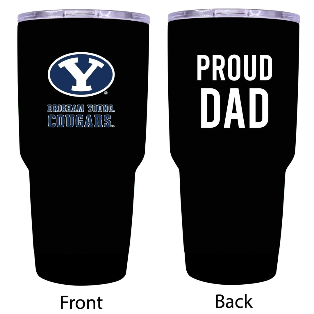 Brigham Young Cougars Proud Dad 24 oz Insulated Stainless Steel Tumbler Black Image 1