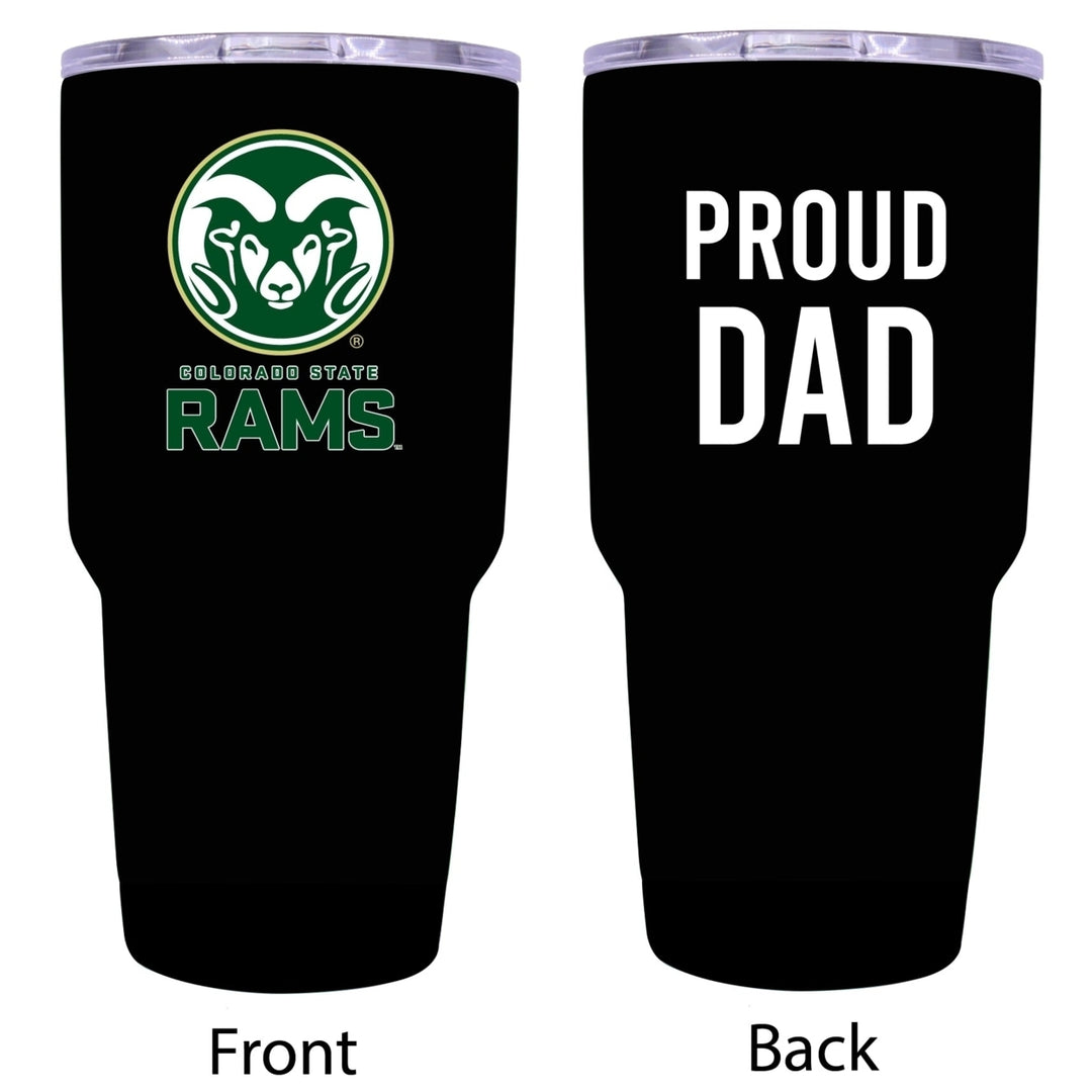 R and R Imports Colorado State Rams Proud Dad 24 oz Insulated Stainless Steel Tumblers Black. Image 1