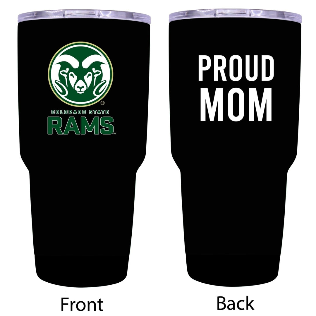 R and R Imports Colorado State Rams Proud Mom 24 oz Insulated Stainless Steel Tumblers Black. Image 1