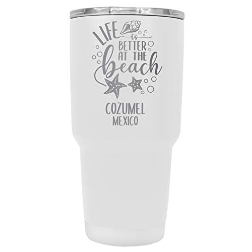 Cozumel Mexico Souvenir Laser Engraved 24 Oz Insulated Stainless Steel Tumbler White White. Image 1