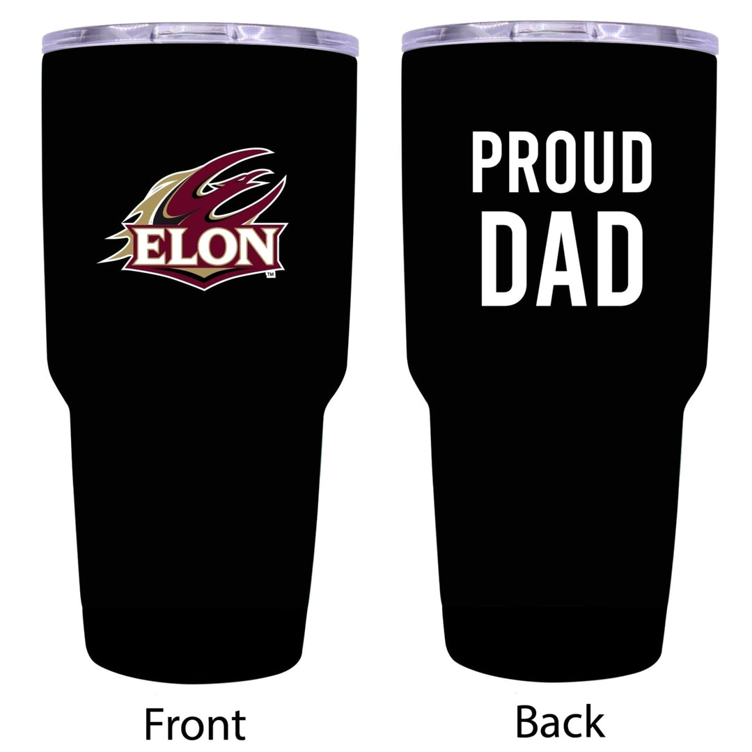 R and R Imports Elon University Proud Dad 24 oz Insulated Stainless Steel Tumblers Black. Image 1