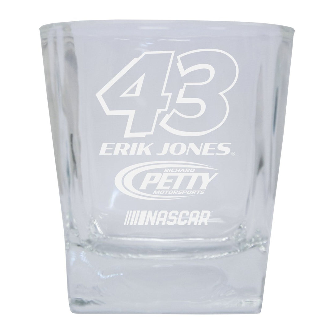 R and R Imports Erik Jones 43 NASCAR Cup Series Etched 5 oz Shooter Glass 2-Pack Image 1