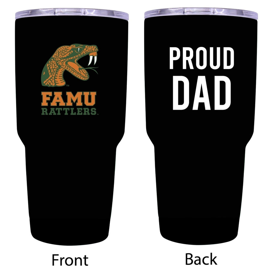 R and R Imports Florida A&M Rattlers Proud Dad 24 oz Insulated Stainless Steel Tumblers Black. Image 1