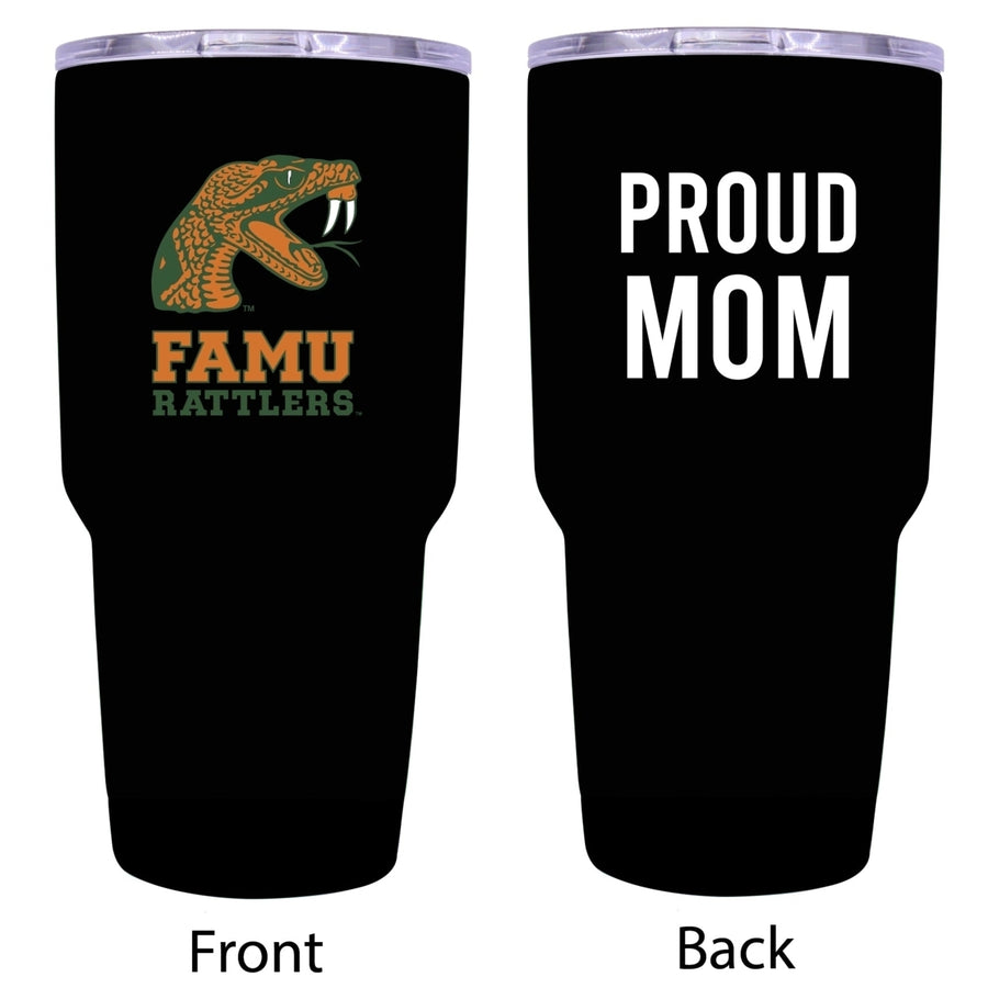 R and R Imports Florida AandM Rattlers Proud Mom 24 oz Insulated Stainless Steel Tumblers Black. Image 1