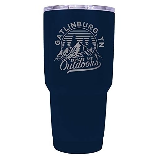 Gatlinburg Tennessee Souvenir Laser Engraved 24 oz Insulated Stainless Steel Tumbler Navy. Image 1