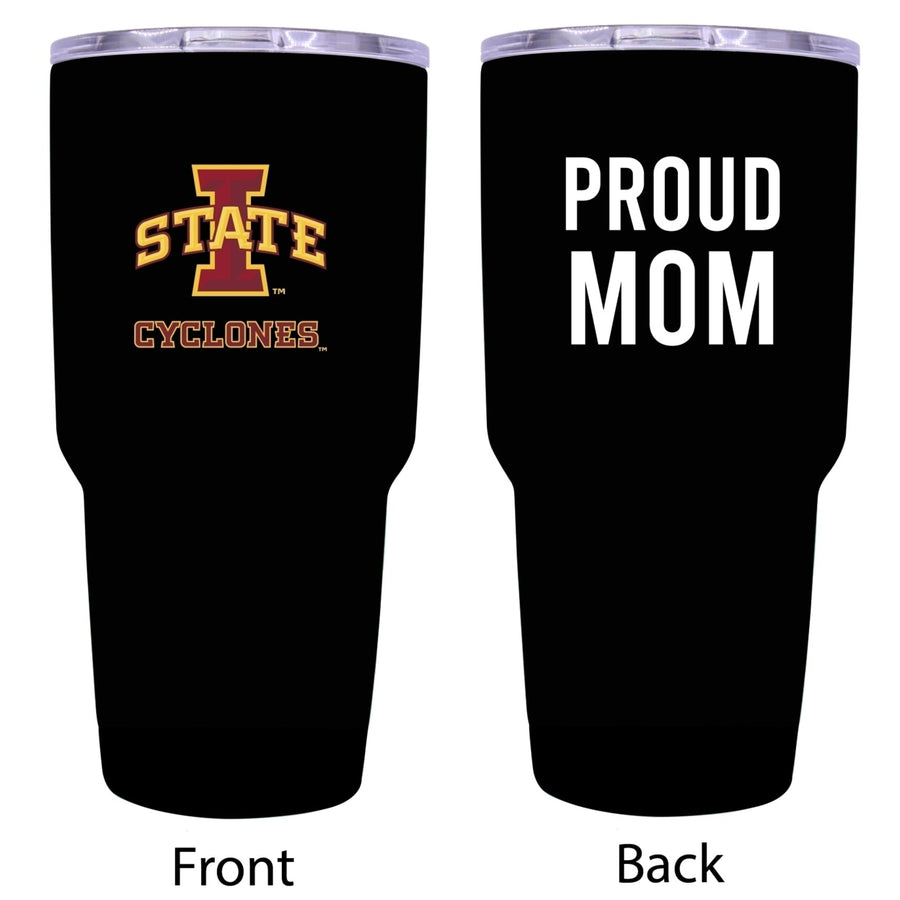 R and R Imports Iowa State Cyclones Proud Mom 24 oz Insulated Stainless Steel Tumblers Black. Image 1