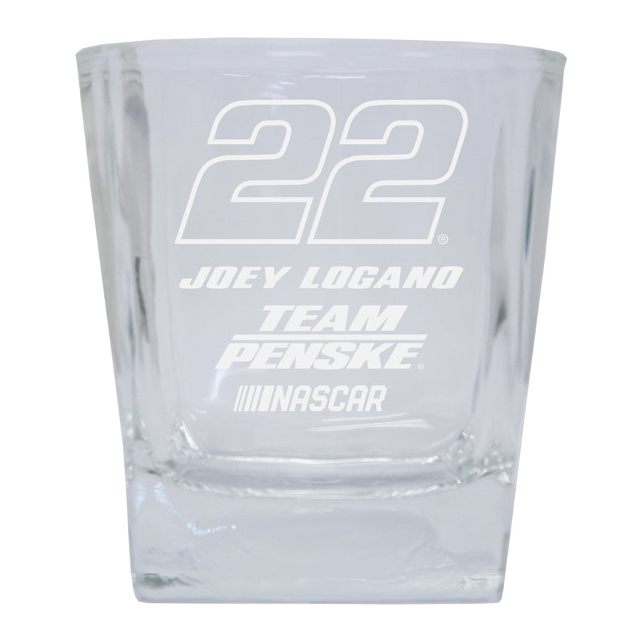 R and R Imports Joey Logano NASCAR 22 Etched Whiskey Glass 2-Pack Image 1