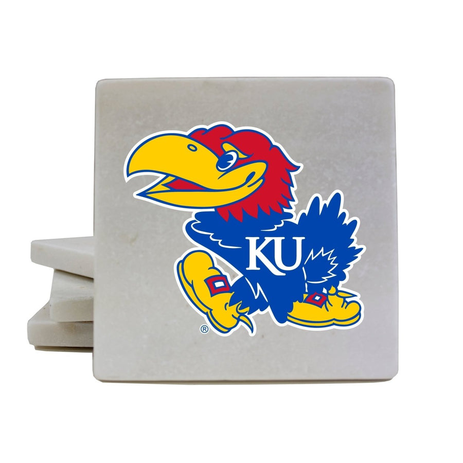 Kansas Jayhawks Marble Coasters - Elegantly Crafted Officially Licensed Luxury Image 1