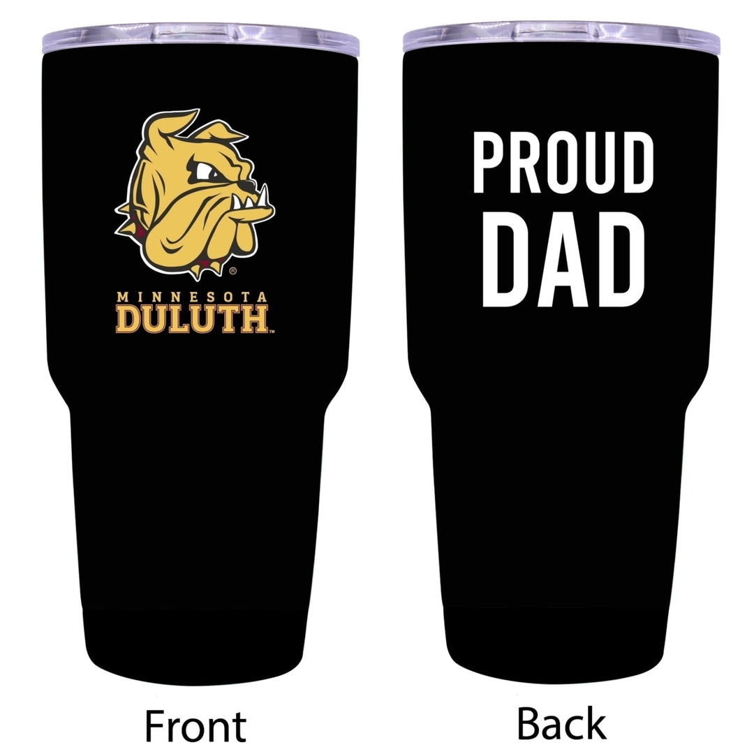 R and R Imports Minnesota Duluth Bulldogs Proud Dad 24 oz Insulated Stainless Steel Tumblers Black. Image 1