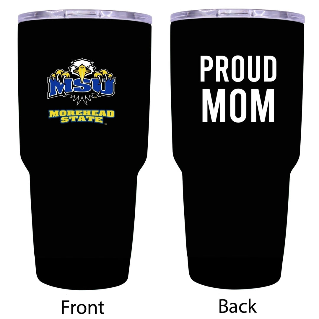 R and R Imports Morehead State University Proud Mom 24 oz Insulated Stainless Steel Tumblers Black. Image 1