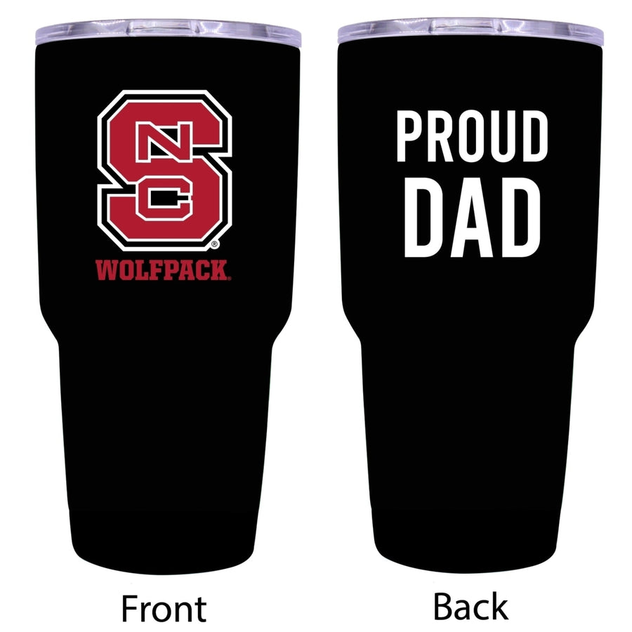 R and R Imports NC State Wolfpack Proud Dad 24 oz Insulated Stainless Steel Tumblers Black. Image 1