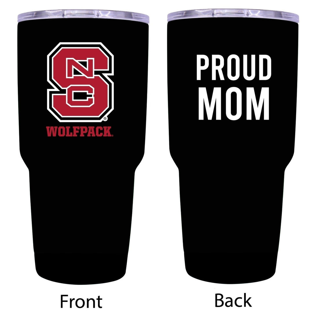 R and R Imports NC State Wolfpack Proud Mom 24 oz Insulated Stainless Steel Tumblers Black. Image 1