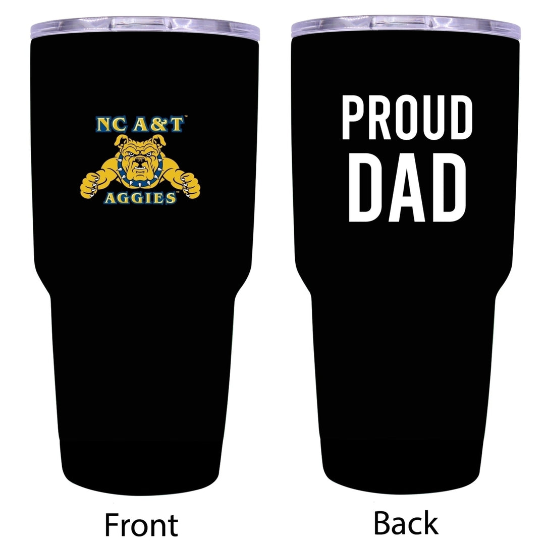 R and R Imports North Carolina AandT State Aggies Proud Dad 24 oz Insulated Stainless Steel Tumblers Black. Image 1