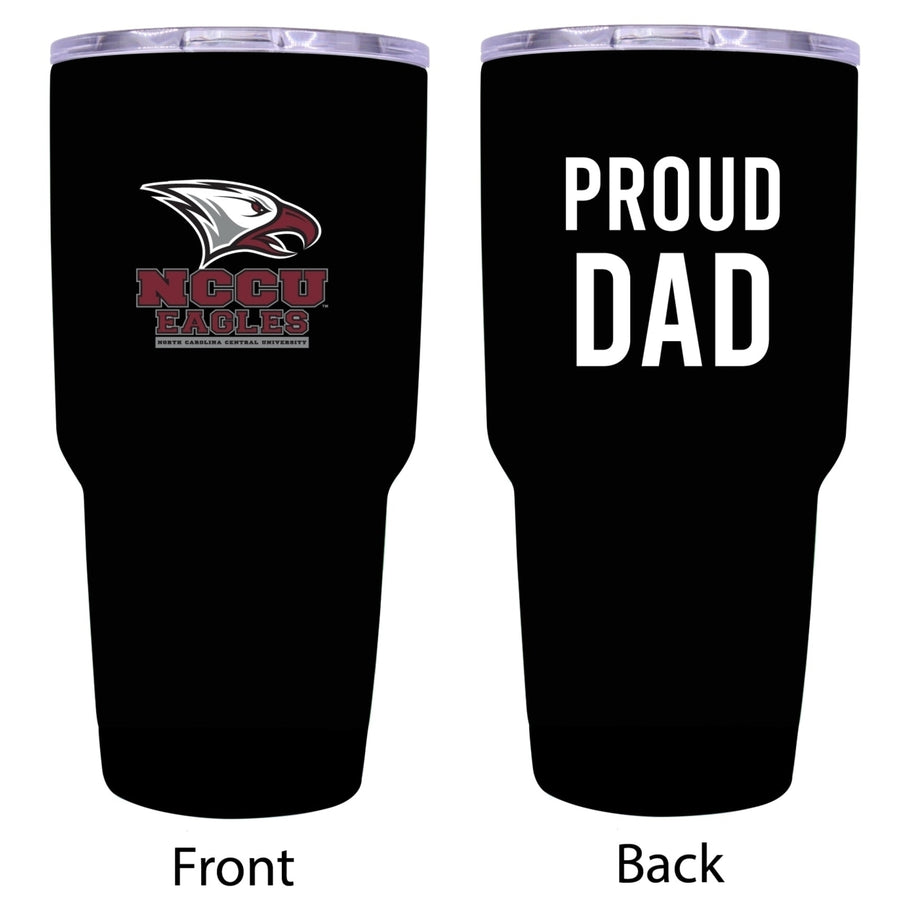 R and R Imports North Carolina Central Eagles Proud Dad 24 oz Insulated Stainless Steel Tumblers Black. Image 1