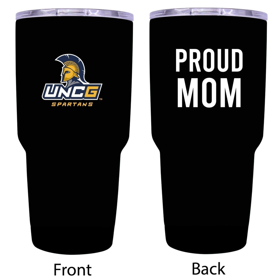 R and R Imports North Carolina Greensboro Spartans Proud Mom 24 oz Insulated Stainless Steel Tumblers Black. Image 1