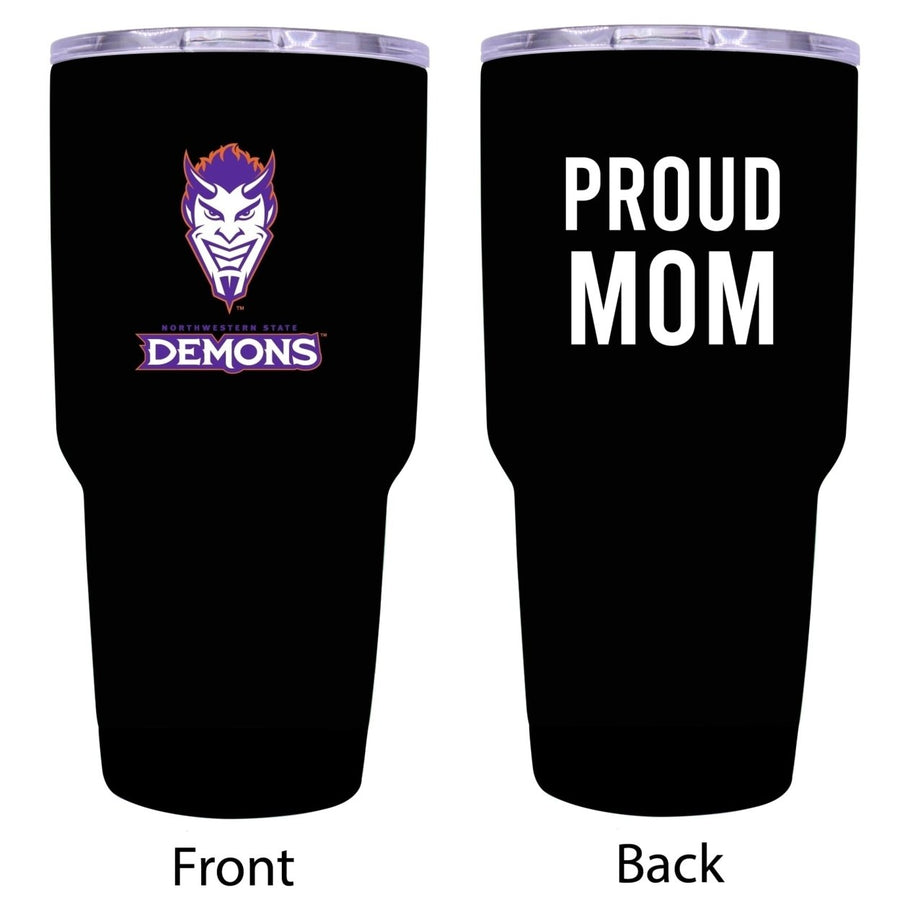 R and R Imports Northwestern State Demons Proud Mom 24 oz Insulated Stainless Steel Tumblers Black. Image 1