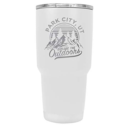 Park City Utah Souvenir Laser Engraved 24 oz Insulated Stainless Steel Tumbler White White. Image 1