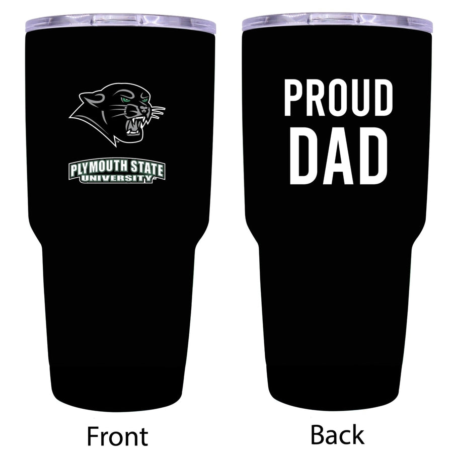 R and R Imports Plymouth State University Proud Dad 24 oz Insulated Stainless Steel Tumblers Black. Image 1