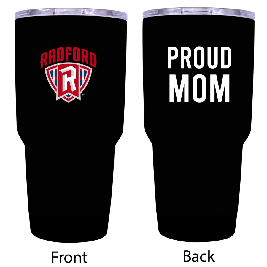 R and R Imports Radford University Highlanders Proud Mom 24 oz Insulated Stainless Steel Tumblers Black. Image 1