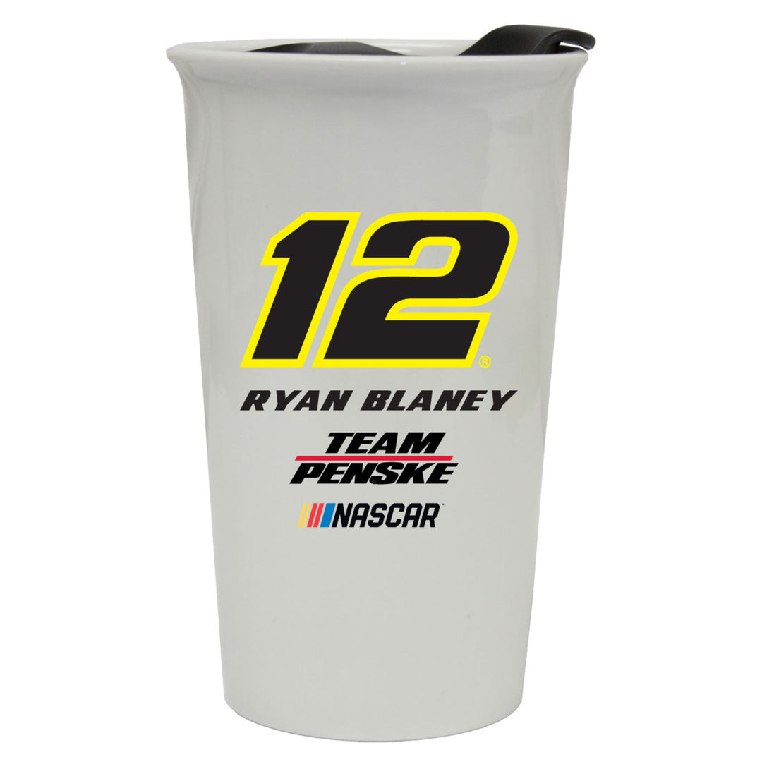 R and R Imports Ryan Blaney 12 NASCAR Double Walled Ceramic Tumbler for 2020 Image 1