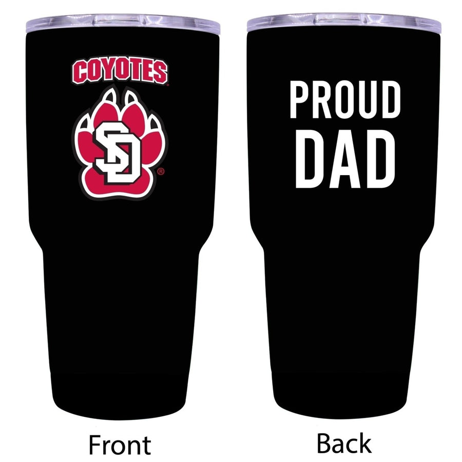 R and R Imports South Dakota Coyotes Proud Dad 24 oz Insulated Stainless Steel Tumblers Black. Image 1