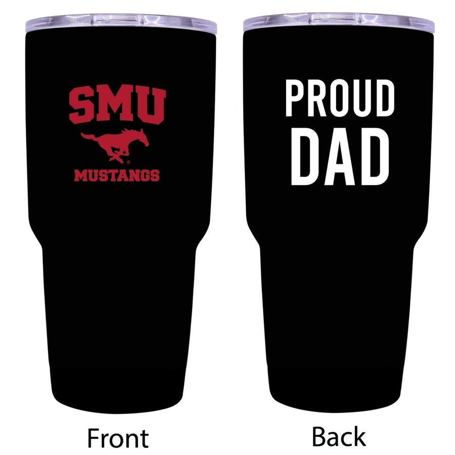 R and R Imports Southern Methodist University Proud Dad 24 oz Insulated Stainless Steel Tumblers Black. Image 1