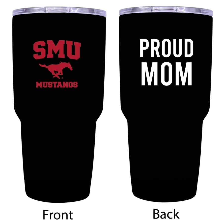 R and R Imports Southern Methodist University Proud Mom 24 oz Insulated Stainless Steel Tumblers Black. Image 1