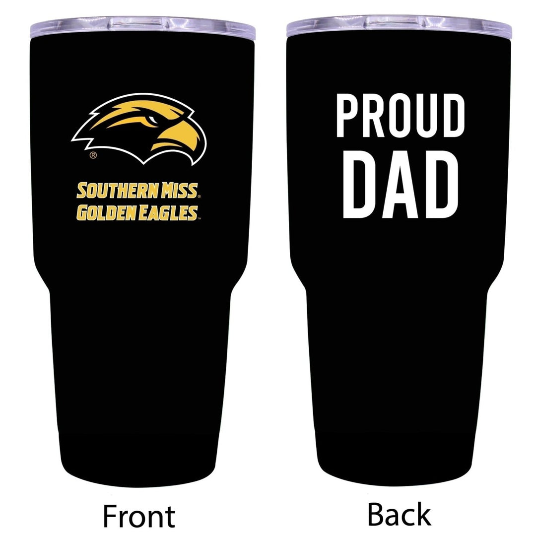 R and R Imports Southern Mississippi Golden Eagles Proud Dad 24 oz Insulated Stainless Steel Tumblers Black. Image 1