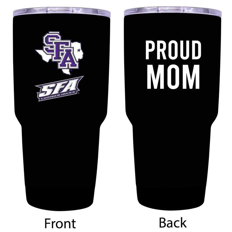 R and R Imports Stephen F. Austin State University Proud Mom 24 oz Insulated Stainless Steel Tumblers Black. Image 1