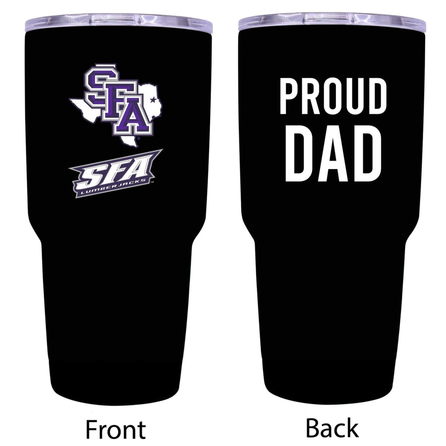 R and R Imports Stephen F. Austin State University Proud Dad 24 oz Insulated Stainless Steel Tumblers Black. Image 1