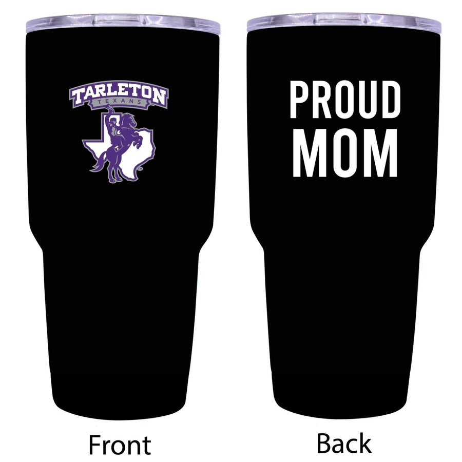 R and R Imports Tarleton State University Proud Mom 24 oz Insulated Stainless Steel Tumblers Black. Image 1