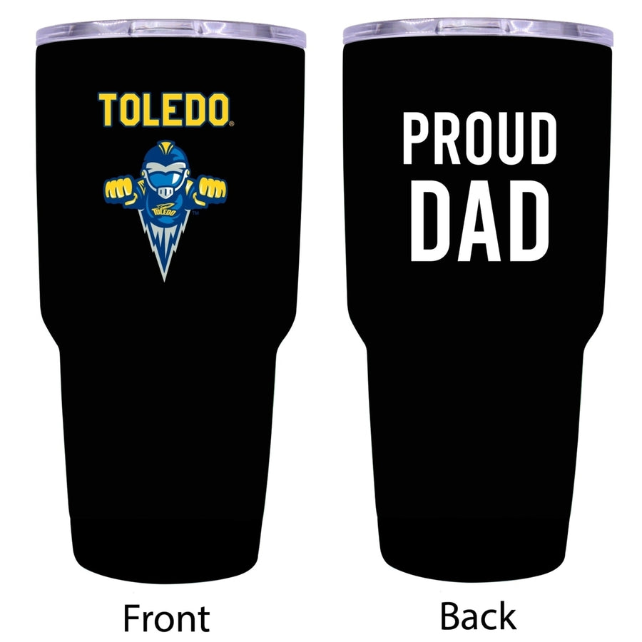 R and R Imports Toledo Rockets Proud Dad 24 oz Insulated Stainless Steel Tumblers Black. Image 1