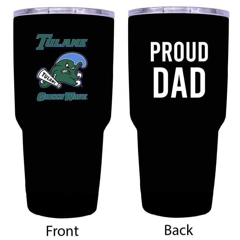 R and R Imports Tulane University Green Wave Proud Dad 24 oz Insulated Stainless Steel Tumblers Black. Image 1