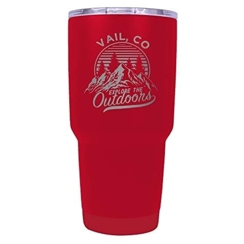 Vail Colorado Souvenir Laser Engraved 24 oz Insulated Stainless Steel Tumbler Red. Image 1